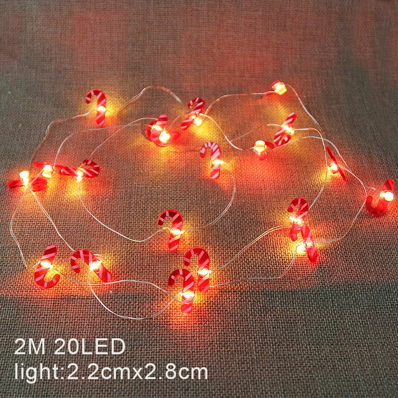 Guirnalda de Luces LED con Papá Noel y Muñeco de Nieve – Decoración Navideña de 2 Metros para Árboles y Hogar