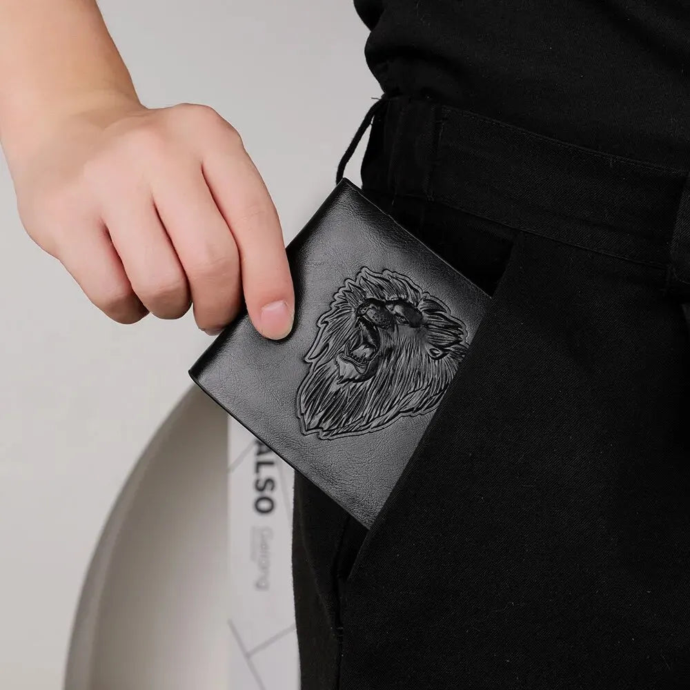 Billetera Hombre con Relieve 3D, Diseño Personalizado y Trifold, Portatarjetas Múltiple con Monedero