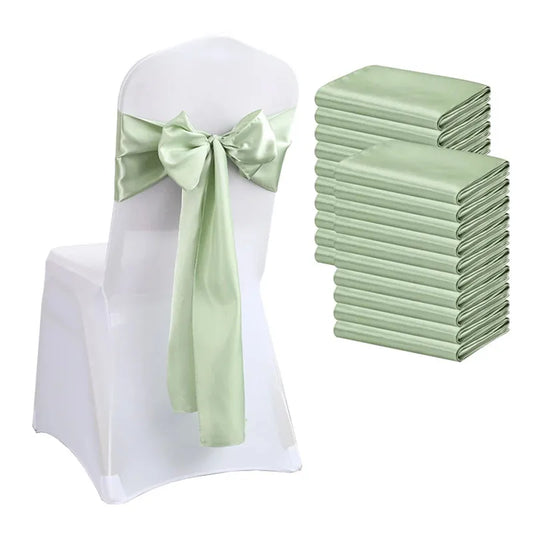 Cinta de satén verde salvia para silla, lazo de seda decorativo, ideal para bodas, fiestas y eventos, 10/50 piezas