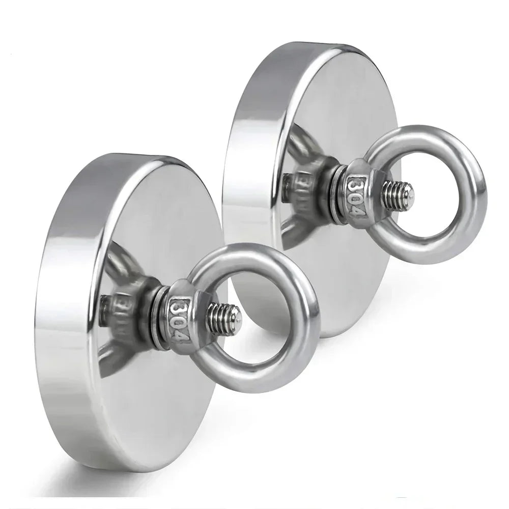 Set de Imanes Súper Fuertes de Neodimio - Kit de Ganchos Magnéticos con Agujero Avellanado y Ojal para Pesca y Rescate