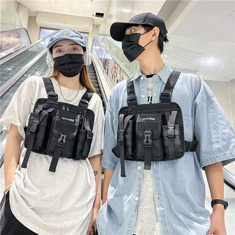 Mochila de Pecho Hip-Hop Streetwear Unisex - Bolso Táctico Multifuncional para Hombre y Mujer, Ideal para Viajes y Deportes