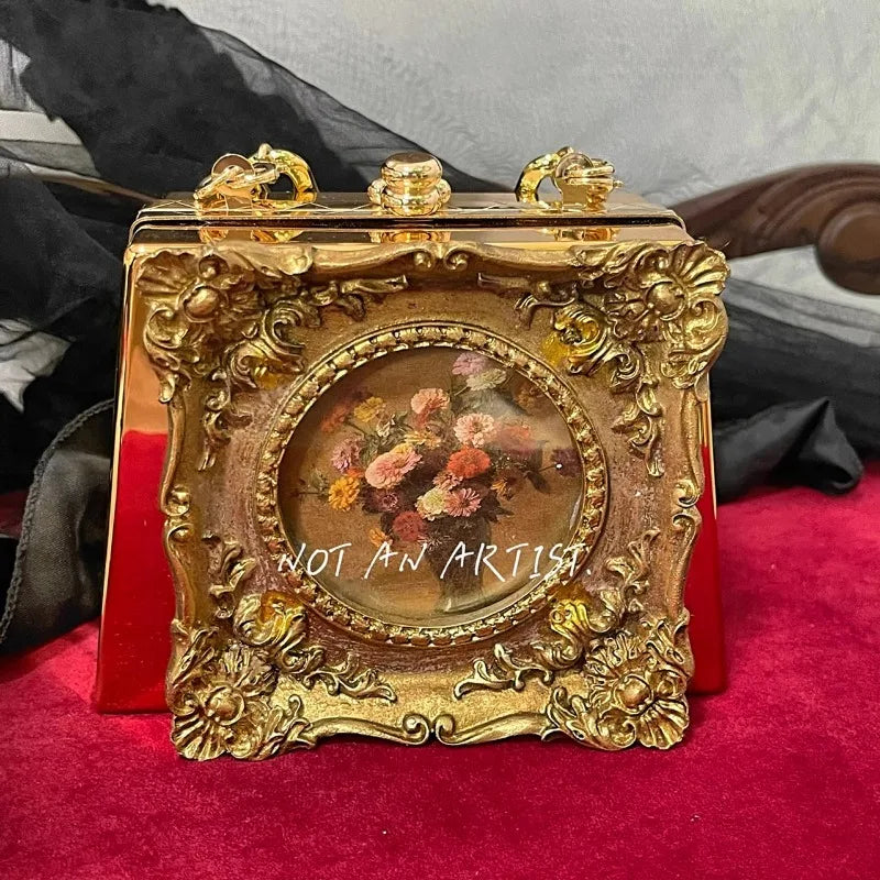Mini Bolso de Mujer con Marco de Arte Tallado Tridimensional – Réplica Francesa de Lujo, Bolso de Museo, Decoración del Hogar, Regalo 1920s