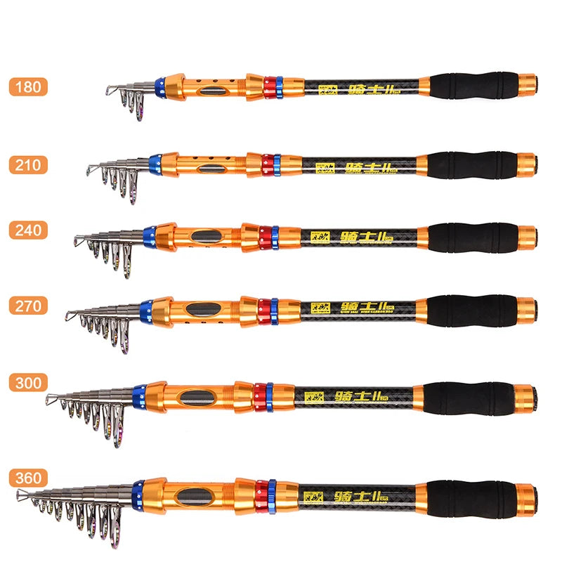 Combo de Caña y Carrete para Pesca en Mar Telescópica de Carbono 1.8-3.6m: Equipo Completo para Pesca de Spinning y Baitcasting