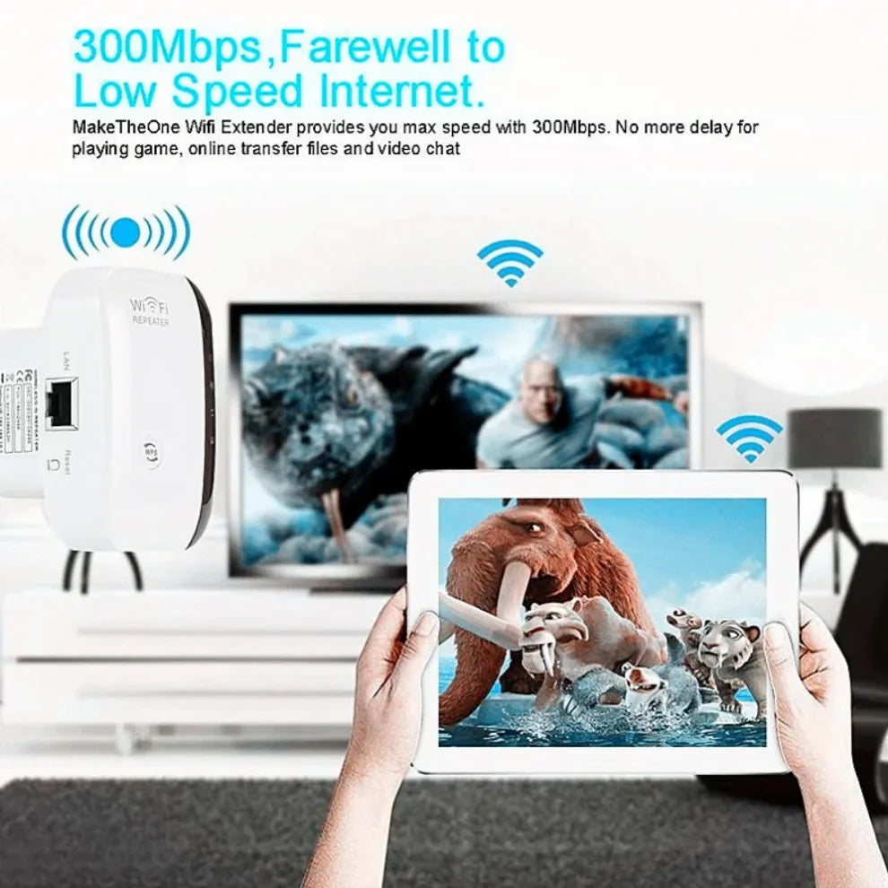 Repetidor WiFi 300Mbps LccKaa Inalámbrico 2.4G - Extensor de Rango, Amplificador de Señal y Repetidor 802.11N/B/G