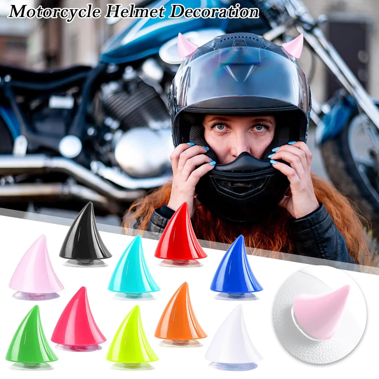 Casco de Motocicleta con Cuernos de Diablo, Decoración de Goma con Ventosa, Accesorio Creativo para Casco de Bicicleta, H9T7