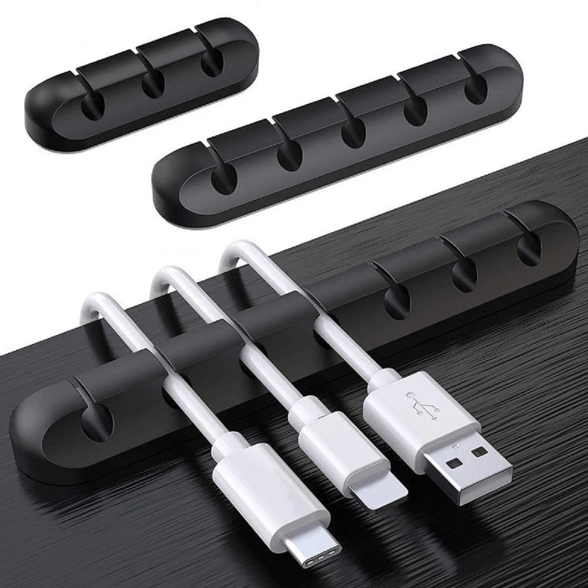 Organizador de Cables USB de Silicona - Clips de Gestión para Escritorio, Soporte para Cables de Ratón y Auriculares