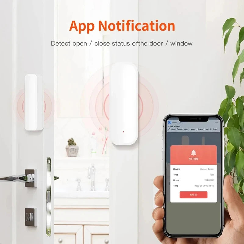 Sensor de Puerta y Ventana Tuya WiFi Zigbee - Detector de Contacto para Alarma de Seguridad Inteligente, Compatible con Alexa y Smart Life