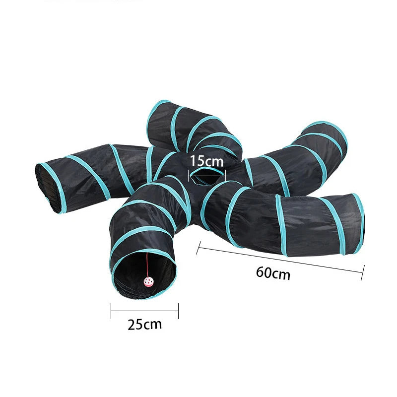 Sonajero para Gatos y Túnel de Papel Arrugado, Juguetes para Gatos Pequeños, Túnel Plegable de Poliester y Algodón, Tienda y Juguetes para Gatos, 21 Piezas