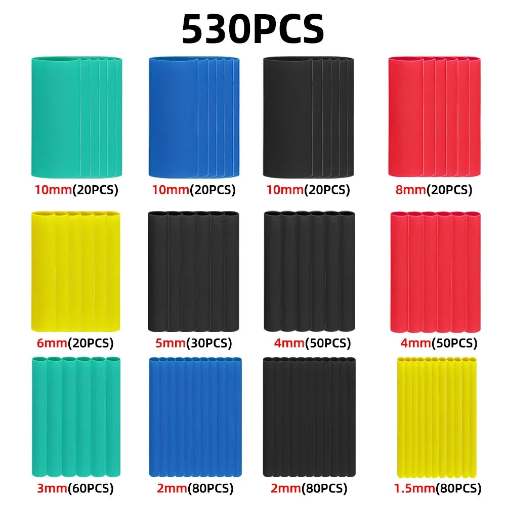 Kit de 530 Piezas de Tubo Termorretráctil 2:1 para Reparación de Cables - Compatible con 110V y 220V