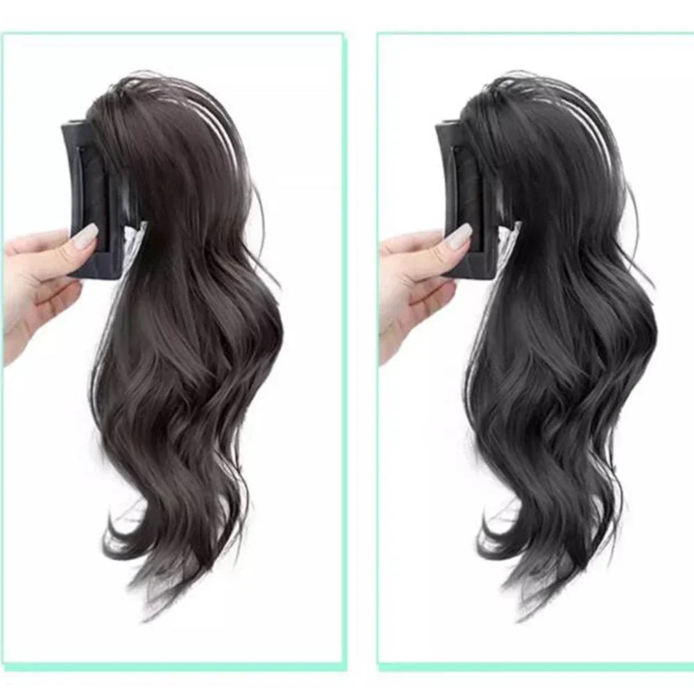 Peluca rizada de cola de caballo alta para mujer, de 30cm, cabello largo, Clip de tiburón trenzado, fuente de cascada, moda