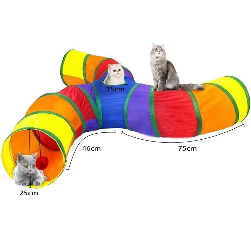 Sonajero para Gatos y Túnel de Papel Arrugado, Juguetes para Gatos Pequeños, Túnel Plegable de Poliester y Algodón, Tienda y Juguetes para Gatos, 21 Piezas