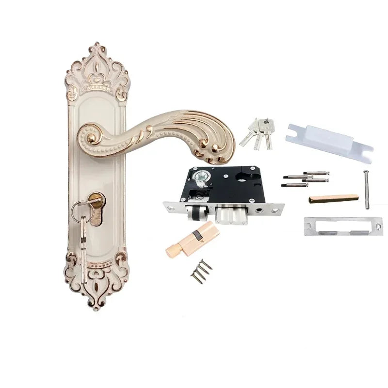 Kit de Palanca de Mano Estilo Europeo – Accesorios de Hardware en Aluminio con Bloqueo Retro para Puertas