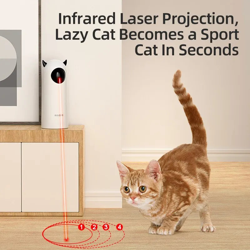 ROJECO Juguetes Automáticos para Gatos Interactivos con Láser LED, Juguete Electrónico Portátil para Gatos y Perros en Interiores
