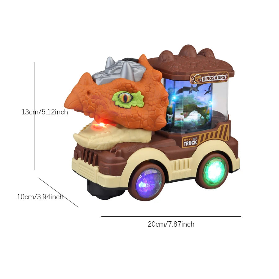 Coche Eléctrico de Dinosaurio con Luces y Música – Juguete Interactivo de Triceratops y Tiranosaurio Rex | Regalo Ideal para Niños