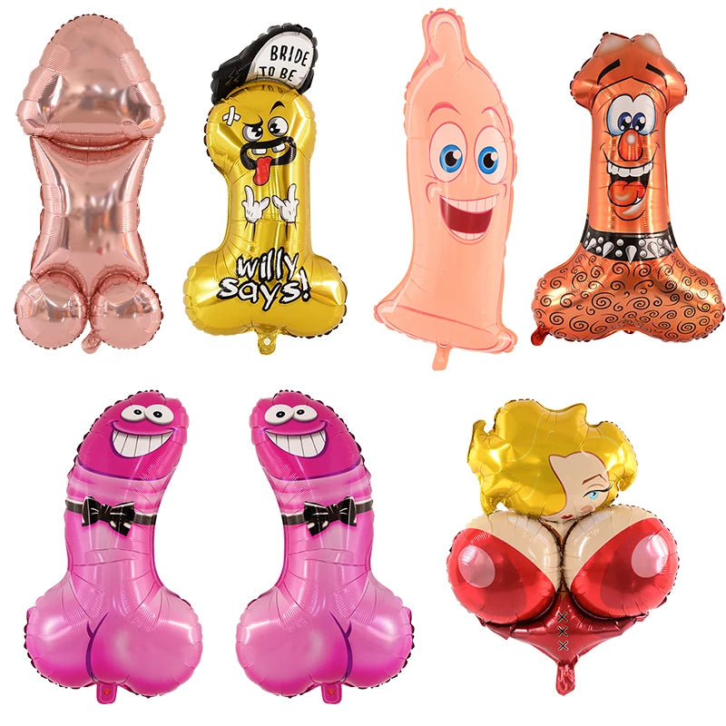 1pc Big Willy Shape Foil Balloon Bachelorette Hen Party Inflatable Penis Boobs Ballon For Wedding Bride To Be Party Decor Globos