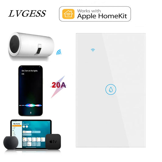 Interruptor de Pared Inteligente HomeKit 20A | Control de Calentador de Agua y Luz | Compatible con Google Home y Alexa
