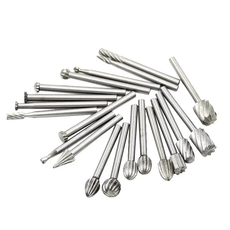 Juego de 20 Piezas de Fresas de Alta Velocidad para Trabajo en Madera: Archivos Rotativos de 3 mm para Tallado y Rectificado DIY