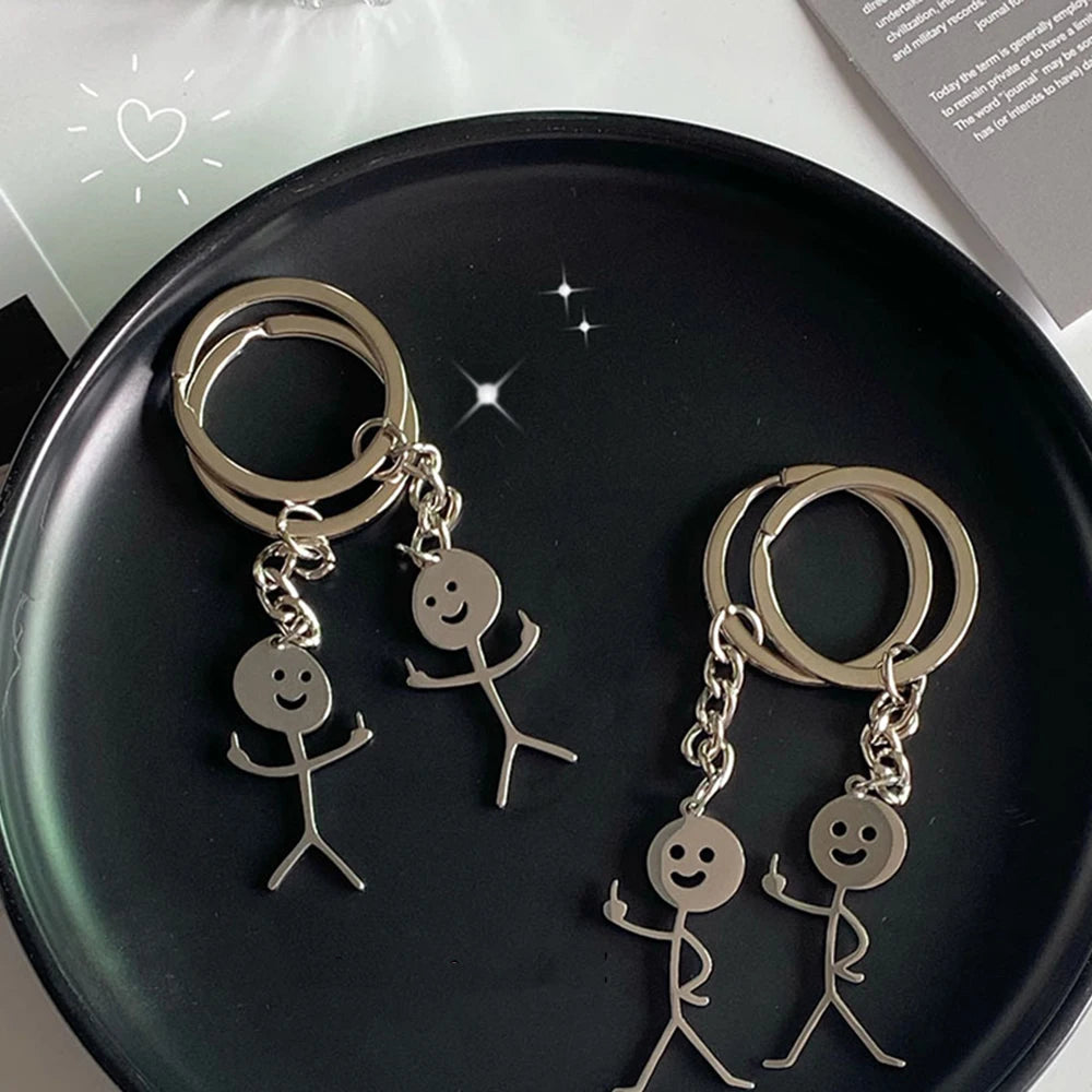 Llavero Divertido para Parejas – Diseño Creativo de Corazón a Corazón y Mano con Dedos, Regalo para Enamorados
