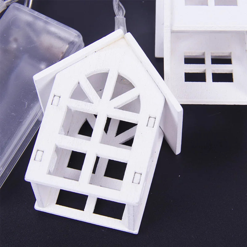 Guirnalda de Luces LED en Forma de Casa de Madera – Decoración para Bodas, Fiestas y Navidad