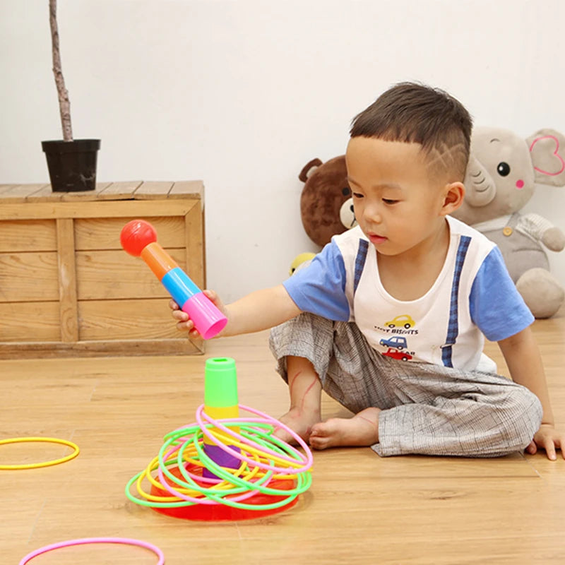 Juego de Lanzamiento de Anillos y Apilamiento de Copas para Niños - Juego Interactivo de Padres e Hijos al Aire Libre