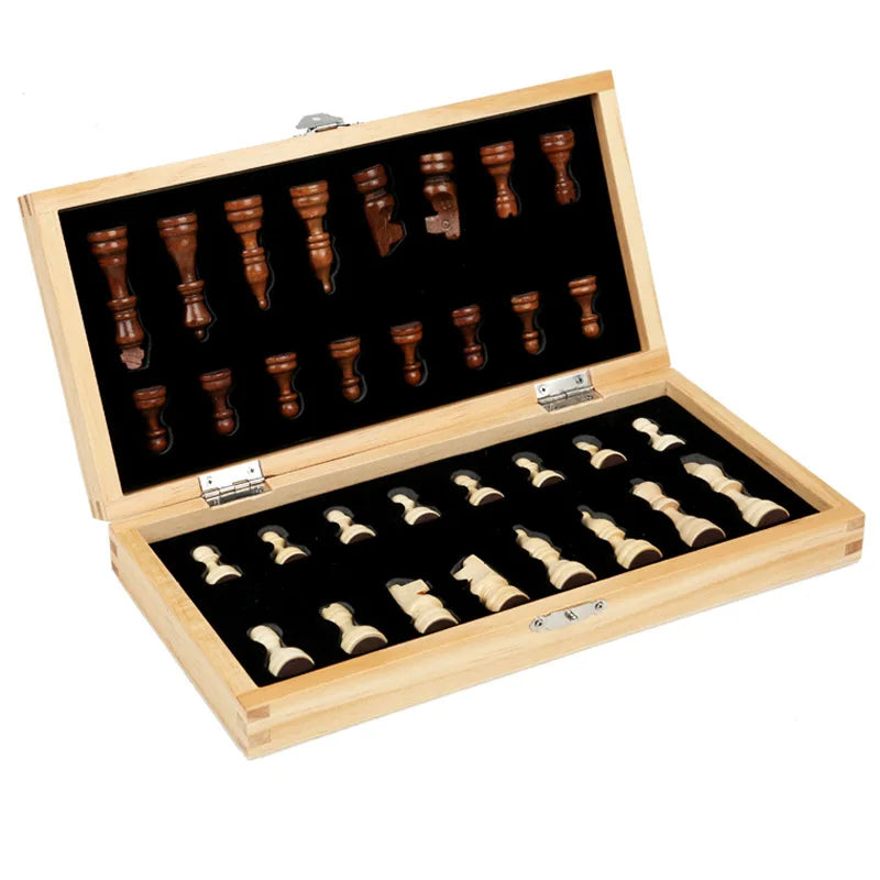 Juego de Ajedrez Magnético de Madera Plegable con Tablero de Fieltro 24cm x 24cm y Almacenamiento Interior, Ideal para Adultos y Niños, Regalo Familiar