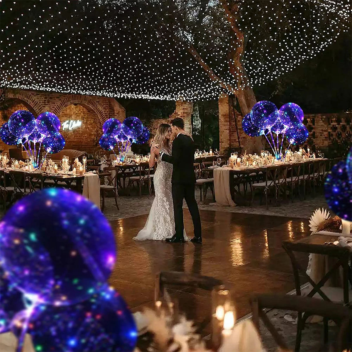 10Pcs LED Luminous Bobo Balloons con Cadena de Luces - Decoración para Fiestas, Bodas, Cumpleaños y Baby Shower