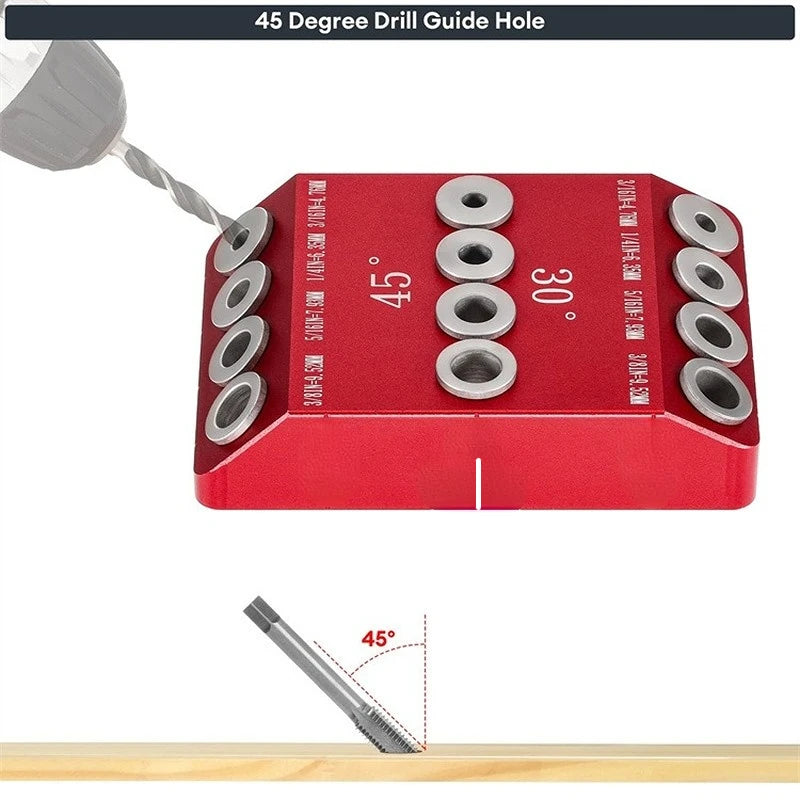 Herramienta de Taladro de Bolsillo Oblicuo de 30/45/90 Grados - Guía Británica para Taladro, Kit de Plantilla de Espiga para Madera