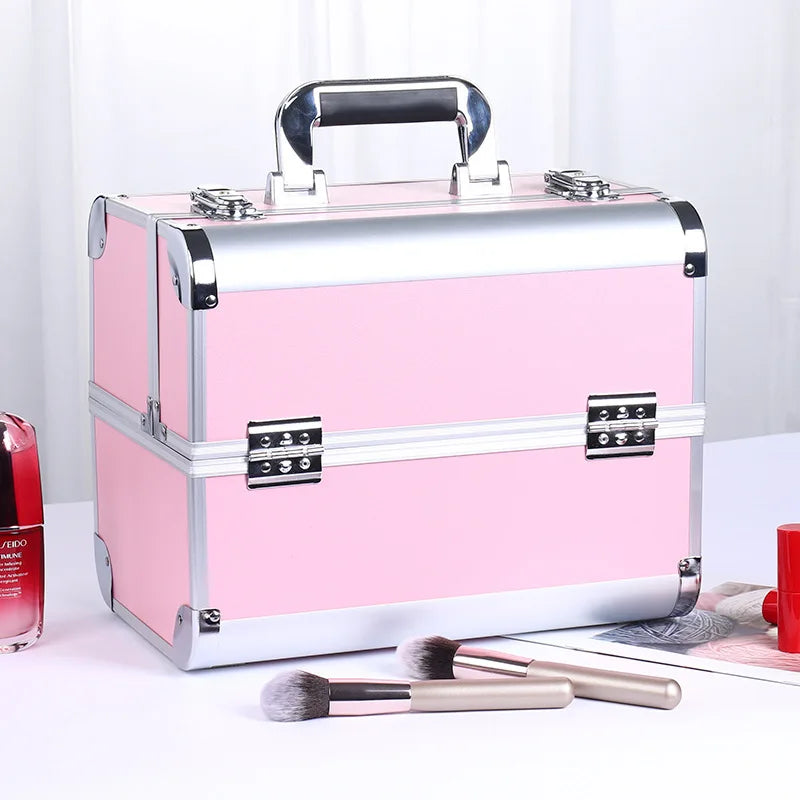 Nuevo Estuche Profesional de Aluminio para Cosméticos | Caja de Herramientas para Peluquería, Estilismo y Manicura con Cerradura de Doble Tarjeta y Diseño Resistente