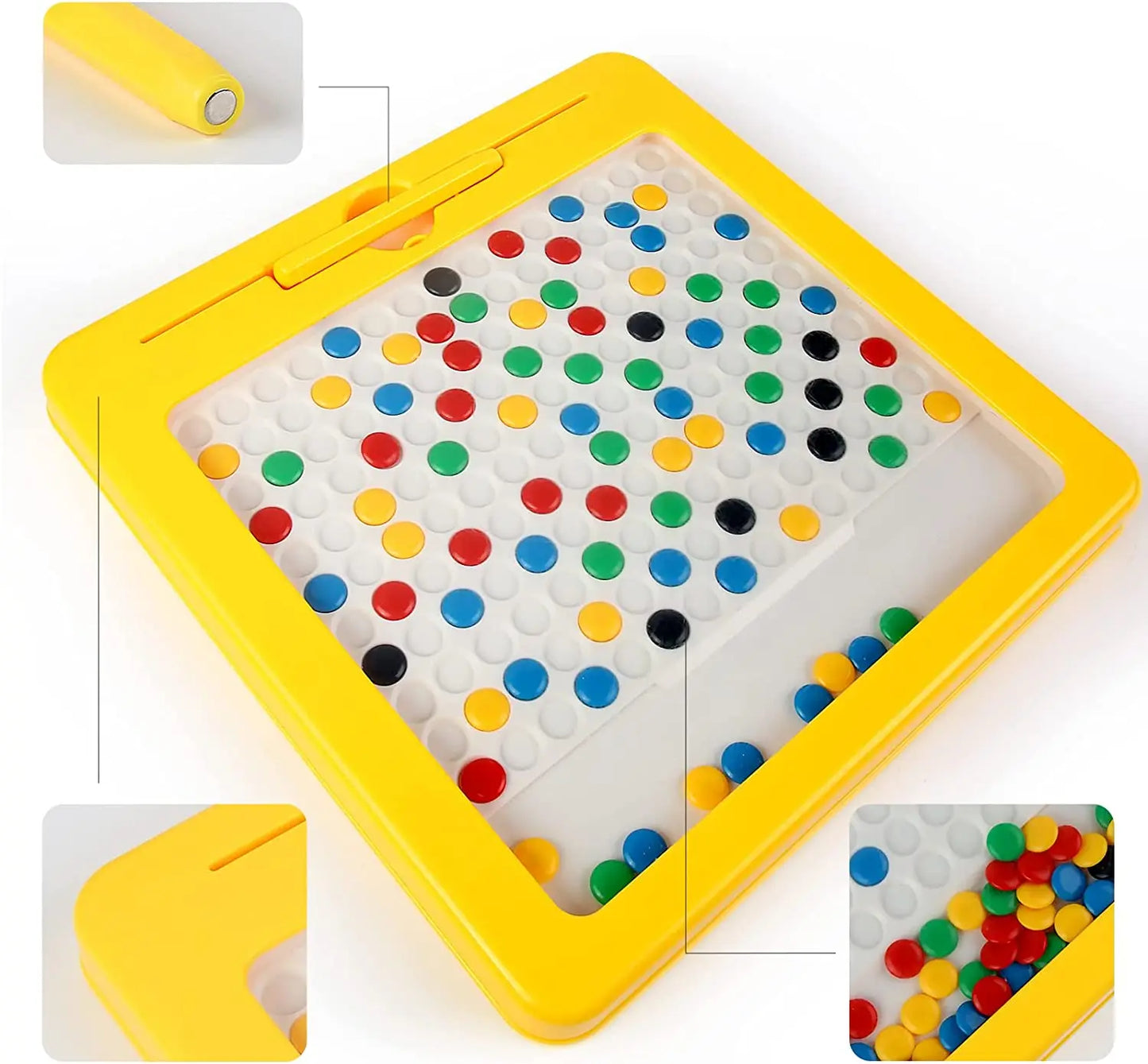 Pizarra Magnética para Niños - Tablero de Dibujo con Lápiz Magnético y Perlas, Juguete Educativo Montessori para Viajes