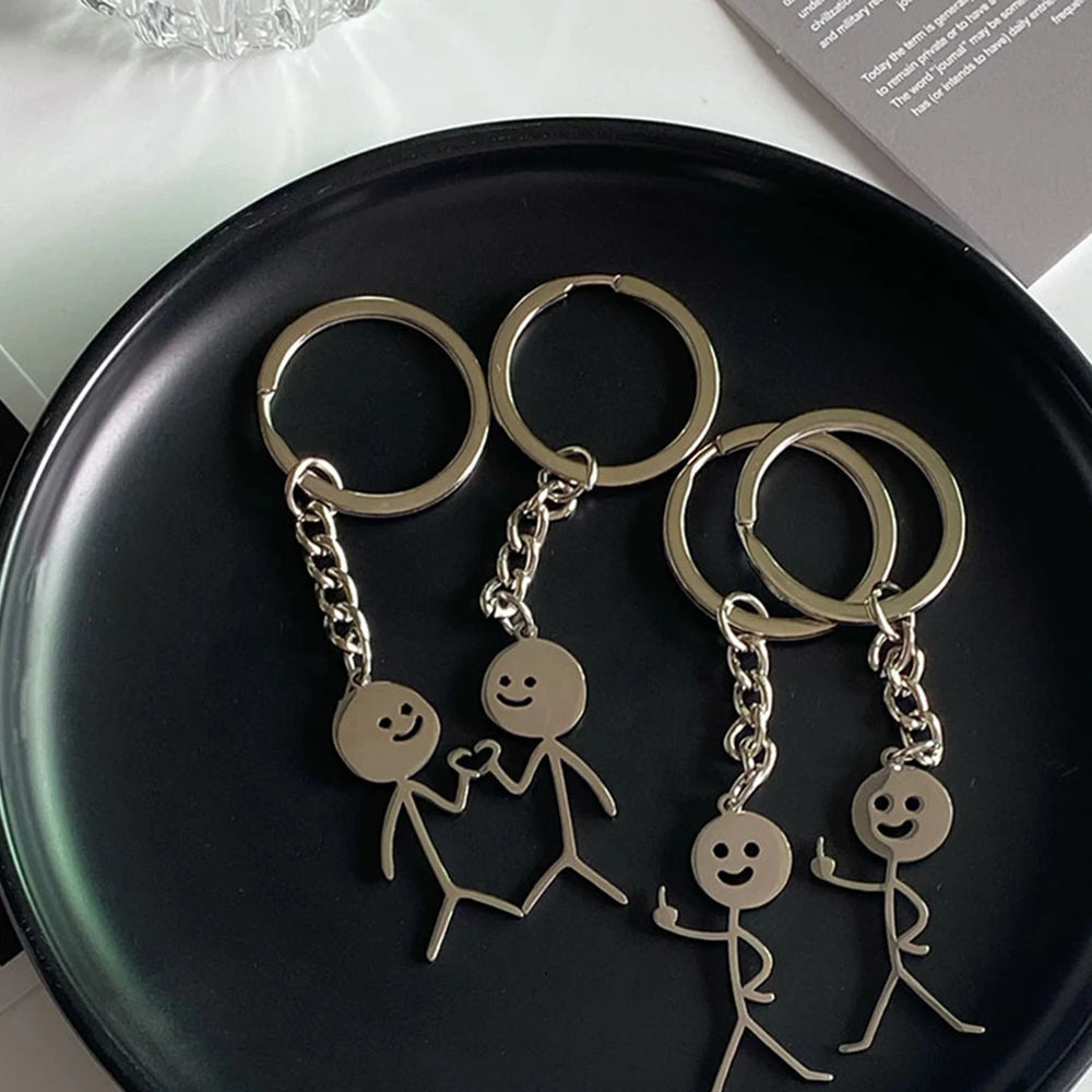 Llavero Divertido para Parejas – Diseño Creativo de Corazón a Corazón y Mano con Dedos, Regalo para Enamorados