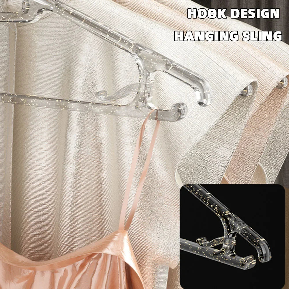 Perchas acrílicas transparentes para ropa, perchas antideslizantes con purpurina, perchas de cristal para traje, abrigo, suéter, chaqueta, blusa, vestido, 10 piezas
