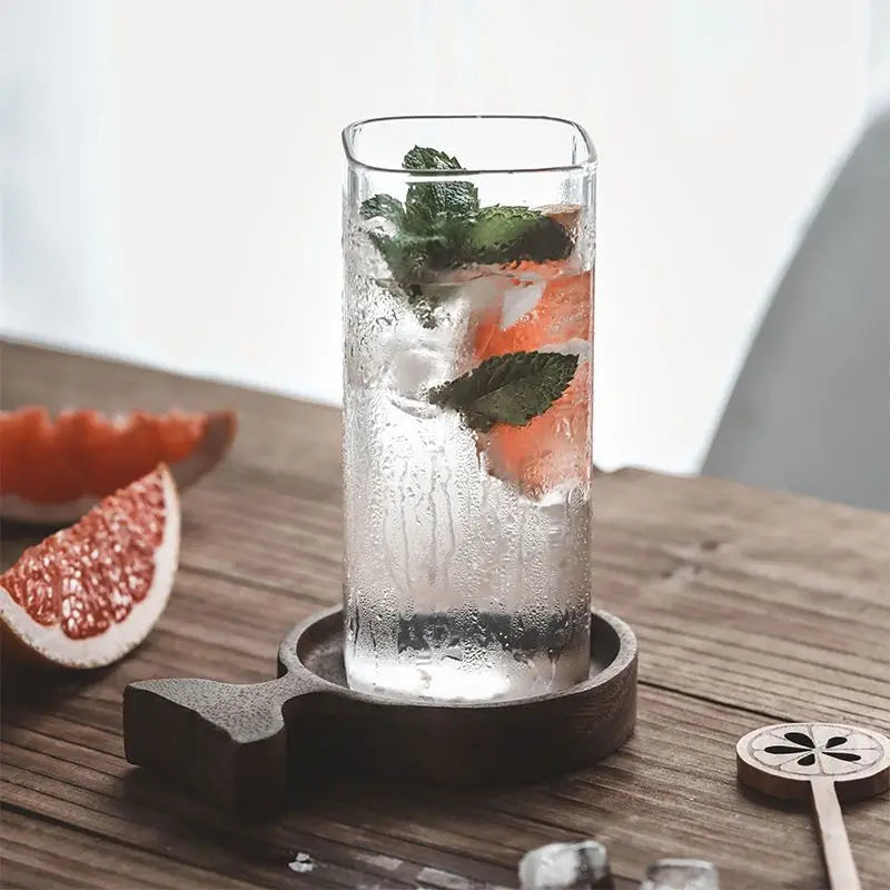 Copa Creativa Cuadrada de Vidrio Transparente | Vaso Grande para Bebidas Frías, Café Helado, Té con Leche y Vino Tinto | Copa de Café de Gran Capacidad