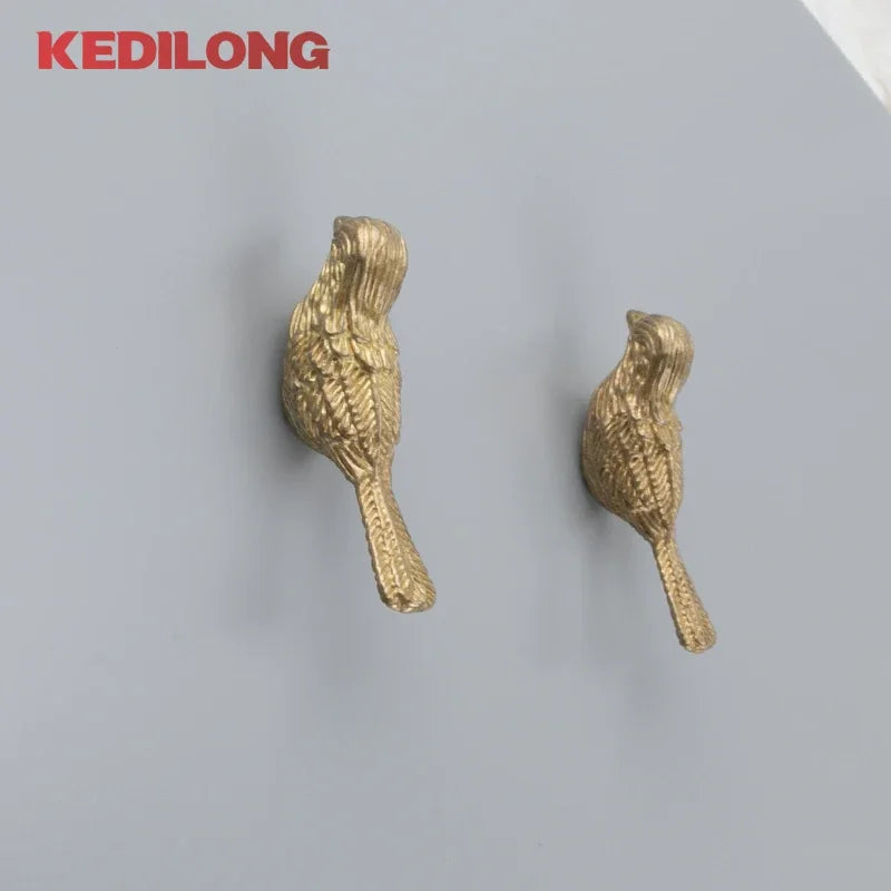 Perilla de Cajón de Pájaro de Lujo Europea de Latón Macizo, Tirador Dorado para Muebles y Gabinetes de Cocina