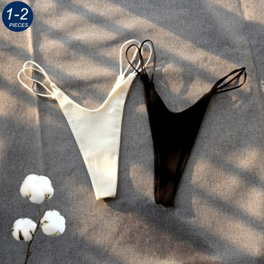 1/2 Pcs Tangas Brasileñas de Algodón para Mujer - Ropa Interior Sexy en Colores Sólidos