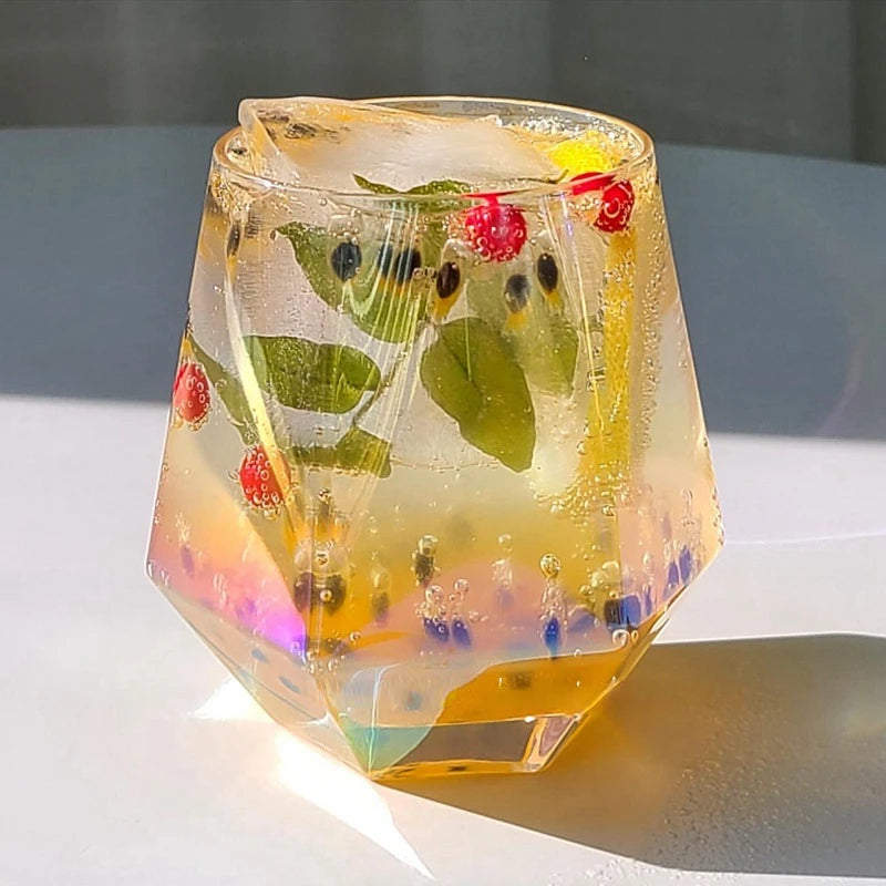 Vaso Transparente Hexagonal de 300ml - Vaso Colorido para Agua, Leche, Jugo, Bebidas y Vino, Ideal para Cocina y Hogar
