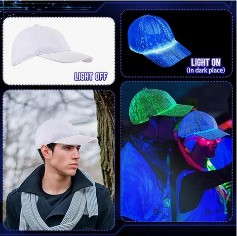 Sombrero LED Multicolor con Fibra Óptica, Capucha Neón para Discotecas, Eventos y Fiestas