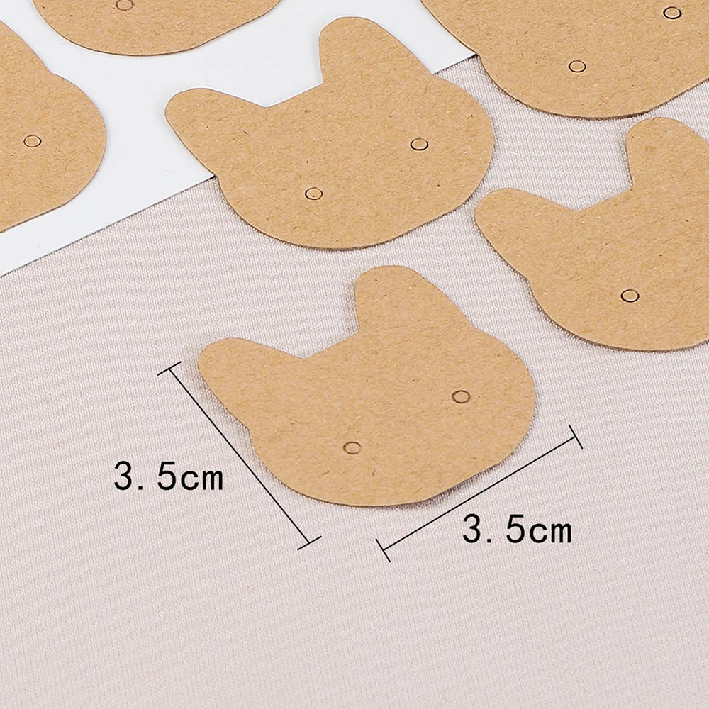 Tarjetas para Exhibición de Aretes y Collares - Pack de 50 Unidades con Diseño de Gato - 3.5x3.5 cm para Empaque de Joyería