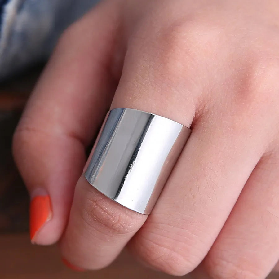 Anillo Abierto de Color Dorado y Plateado para Mujeres y Hombres - Anillo Ancho Estilo Hip Hop Punk, Joyería Boho Simple