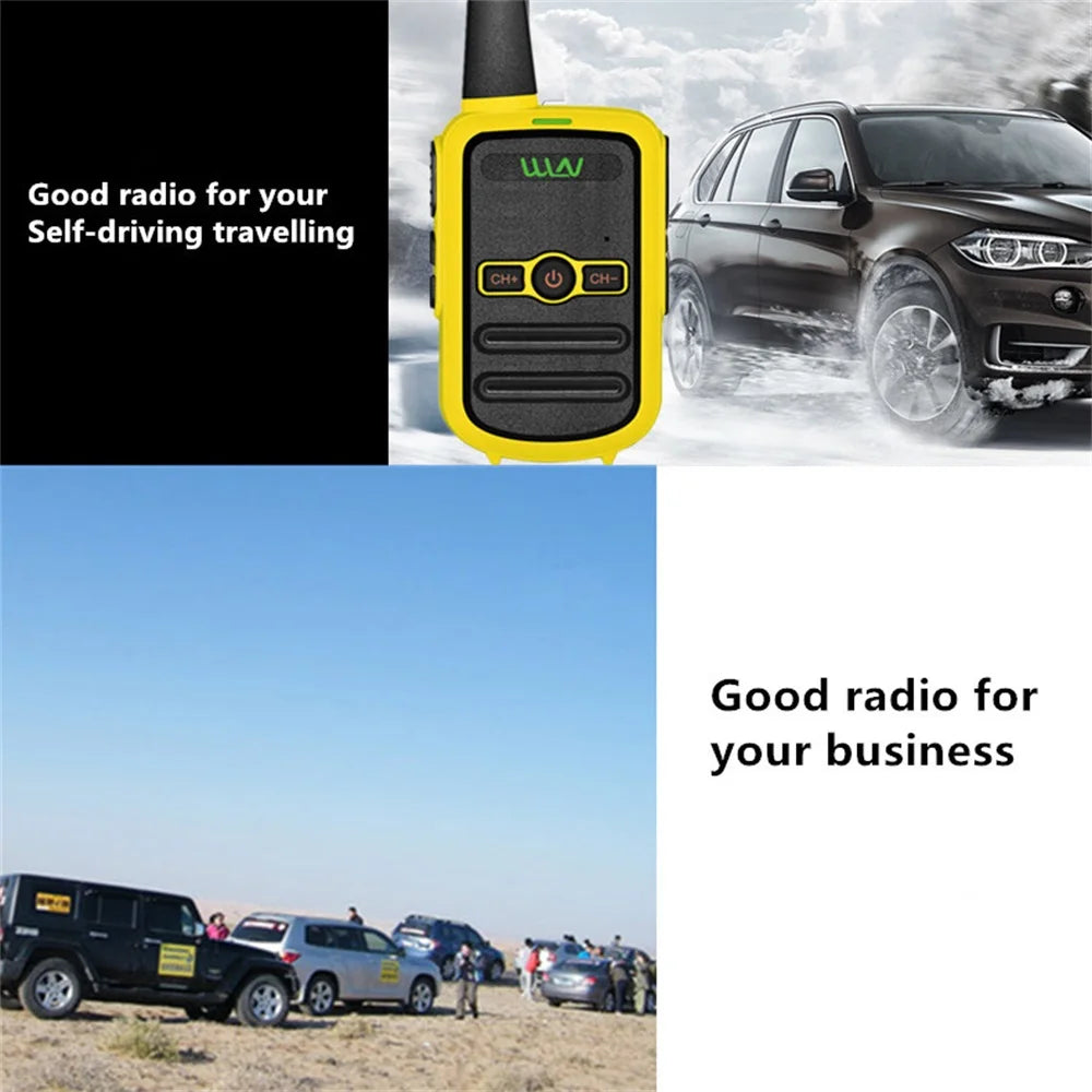 WLN KD-C51 Mini Walkie Talkie Portátil de Alto Rendimiento | Transmisor y Receptor FM Inalámbrico, Adaptador de Dos Vías