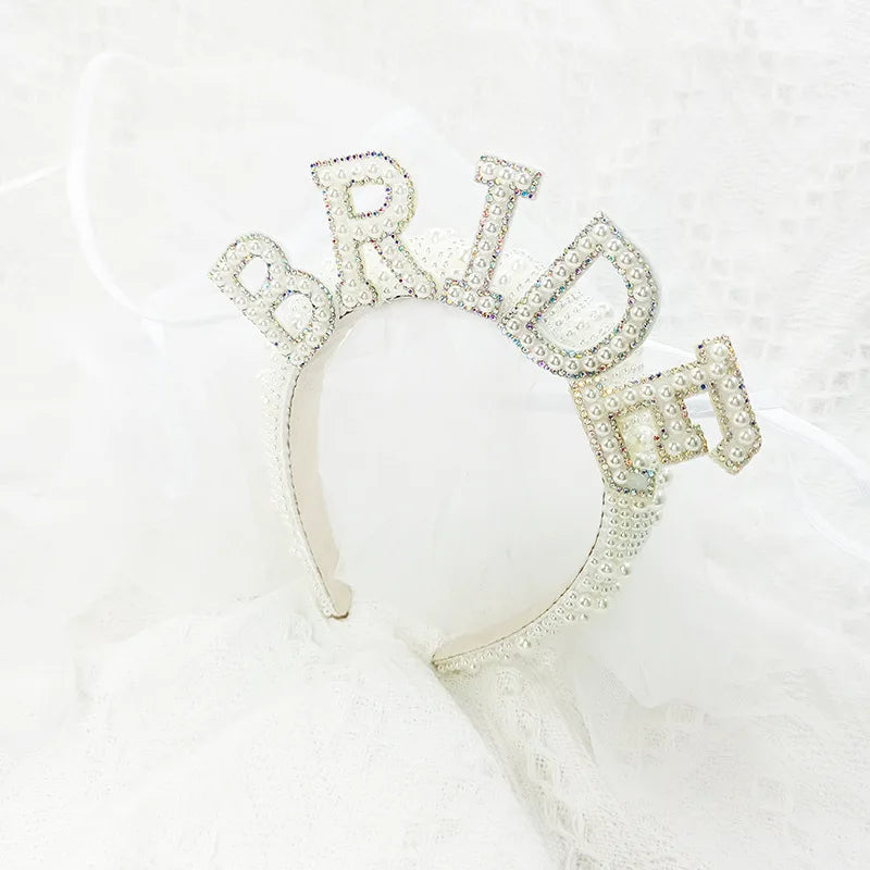 Diadema de Perlas "Bride to Be" – Corona para Fiesta de Despedida de Soltera, Boda y Bridal Shower