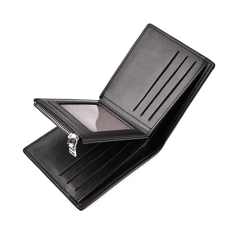 Cartera Corta para Hombre, Tarjetero de Alta Calidad con Bolsillo para Monedas y Cremallera, Diseño Casual y Multifuncional