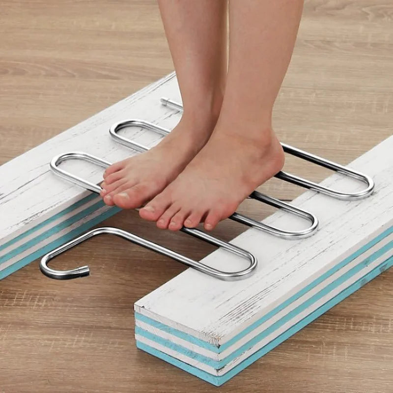 Perchero Multifuncional de 5 Capas Antideslizante para Pantalones | Rack de Almacenamiento de Ropa con Funciones Variadas