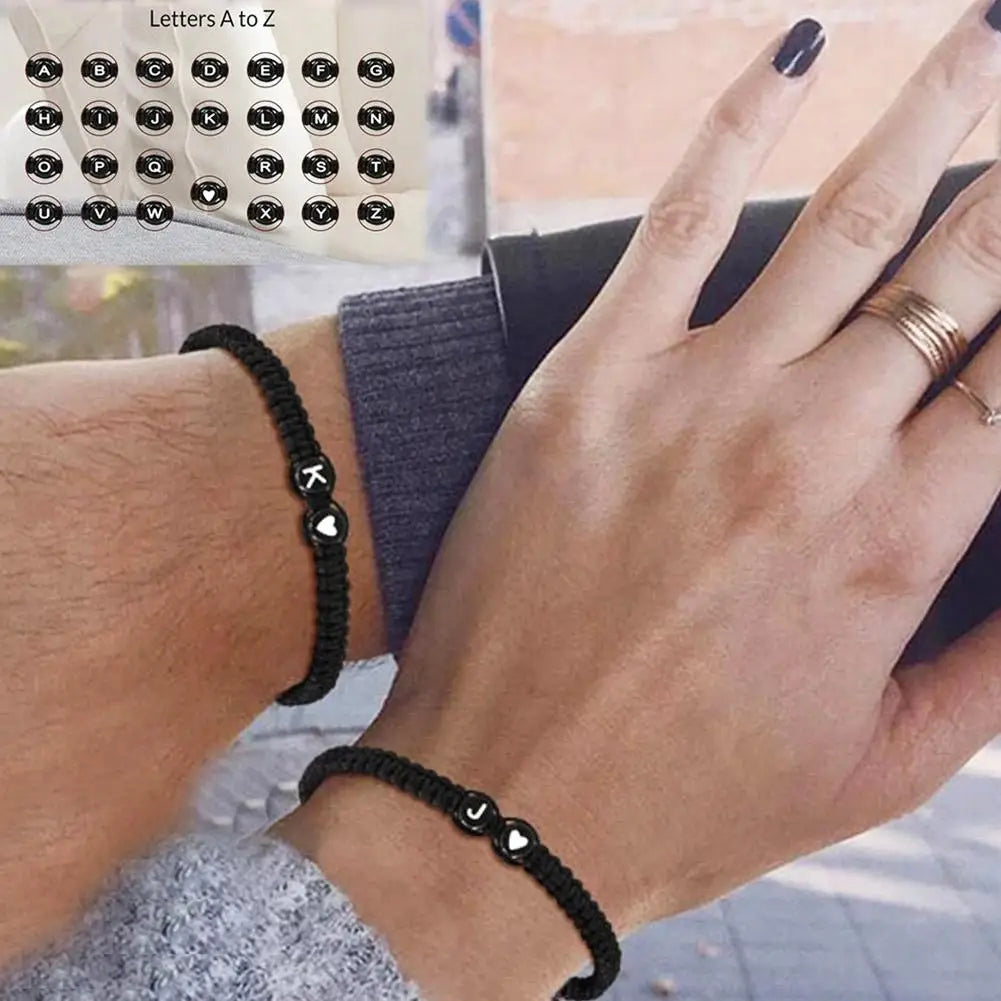 Pulsera Inicial de Corazón con Letras A-Z - Pulsera Ajustable Hecha a Mano para Mujeres y Hombres, Regalos de Amistad