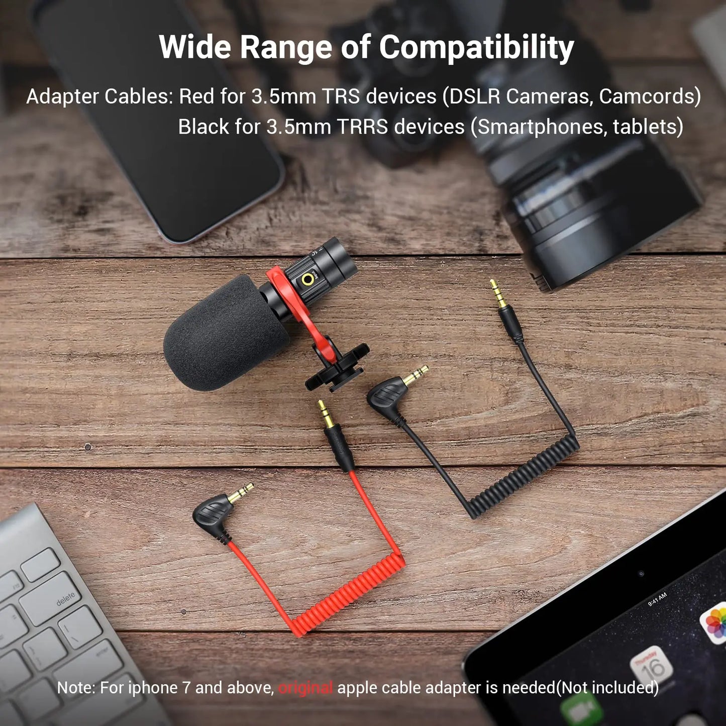 SmallRig S20 On-Camera Microphone con Shock Mount y Micrófono Lavalier | Micrófono Estéreo para DSLR, iPhone y Smartphones - Modelo 3468