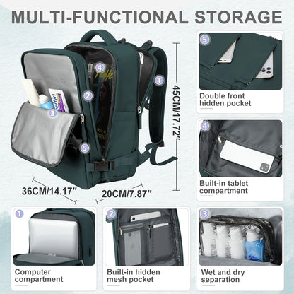 EasyJet Cabin Bag 45x36x20: Mochila de Viaje 40x20x25 para Ryanair, Mochila de Cabina para Mujeres/Hombres con Espacio para Laptop