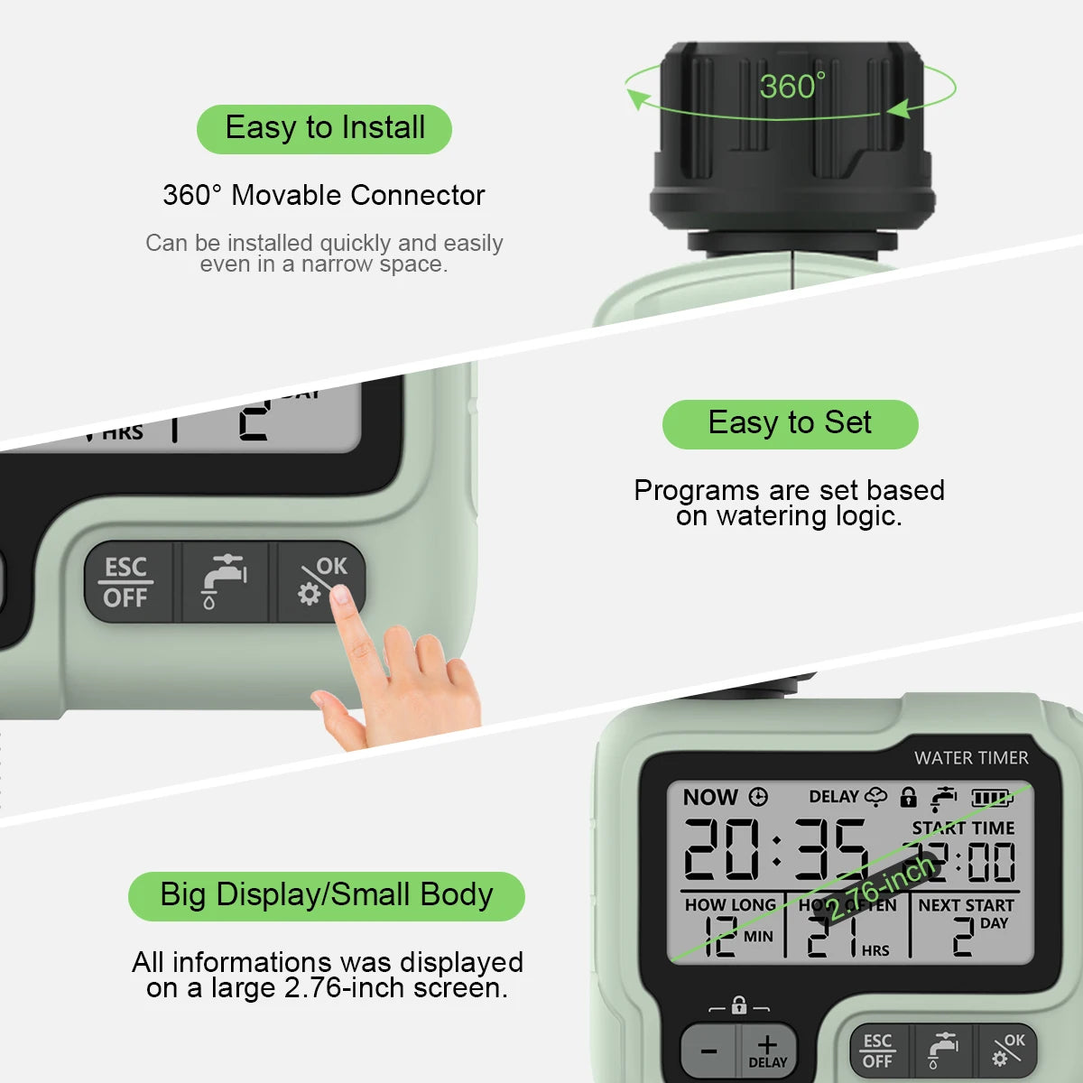 Eshico HCT-322 Temporizador de Agua Automático Digital para Jardín – Máquina de Riego Inteligente