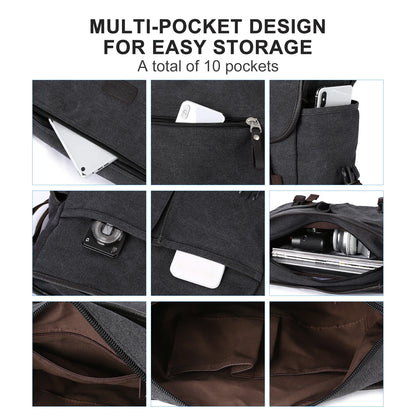 Bolso Mensajero Retro para Hombre, Bandolera de Lona Resistente al Agua, Maletín Casual para Portátil (13 pulgadas)
