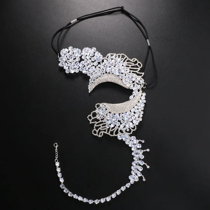 Máscara de Cristales de Lujo con Zirconia Cúbica para Mujer | Joyería Facial para Mascarada y Accesorios de Halloween - StoneFans