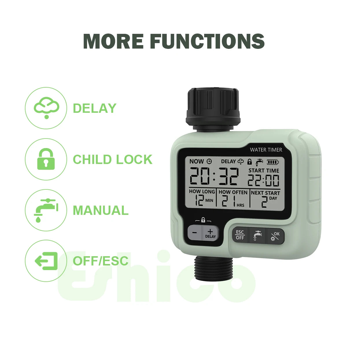 Eshico HCT-322 Temporizador de Agua Automático Digital para Jardín – Máquina de Riego Inteligente