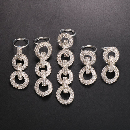 Juego de Anillos con Borlas de Cristal para Mujer | Joyería Ajustable con Diamantes de Imitación | Accesorios para Decoración de Uñas - 5 Piezas